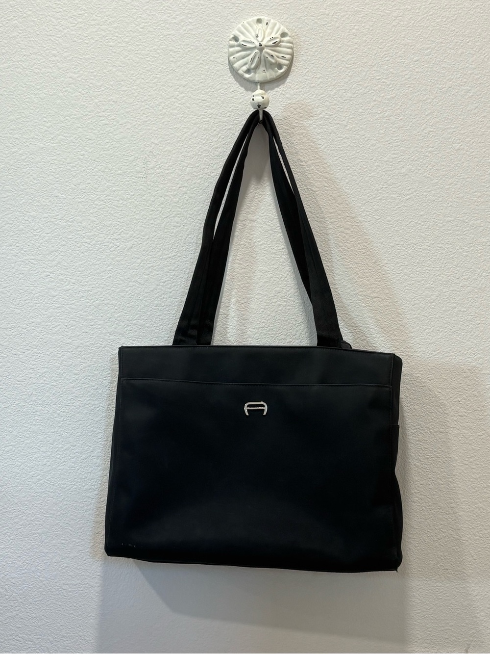 Etienne Aigner Black Tote with Silver Accent